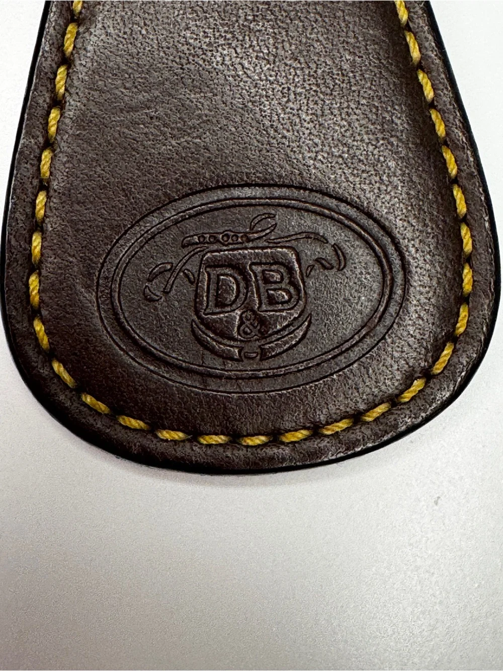 Dooney & Bourke Brown Leather Key Ring with Gold Hardware